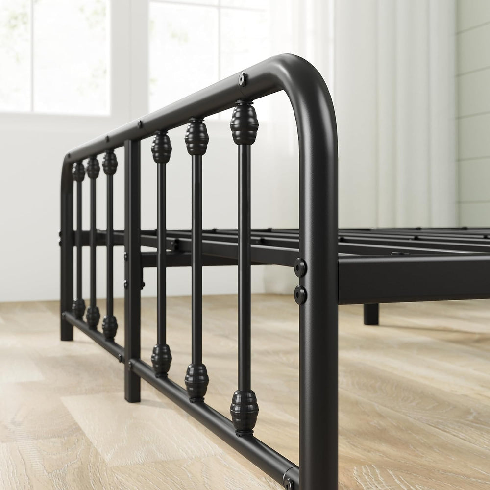 Zinus Leonardo Metal Platform Bed Frame, Victorian Spindle Headboard, Queen