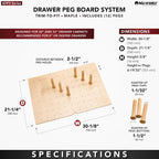 Rev-A-Shelf Trimmable Pegboard Drawer Divider Organizer, Trim to Fit Wooden Kitchen Cabinet Storage Utensil, Pots & Dish Rack, 30" x 21", 4DPS-3021