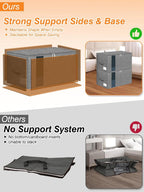 60L Blanket Storage, Comforter Storage Bag With Rigid Side & Bottom Support, Stackable Clothes Storage Bin For King Size Comforters Sweater Bedding Quilt Pillow Closet Organizer,21.7x14.2x11.8in,2Pcs