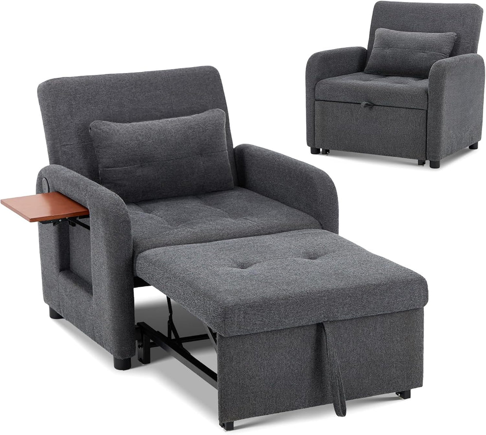 Convertible Sleeper Chair-Fabric Futon Sofa Bed, Single Sleeper Sofa, Small C...