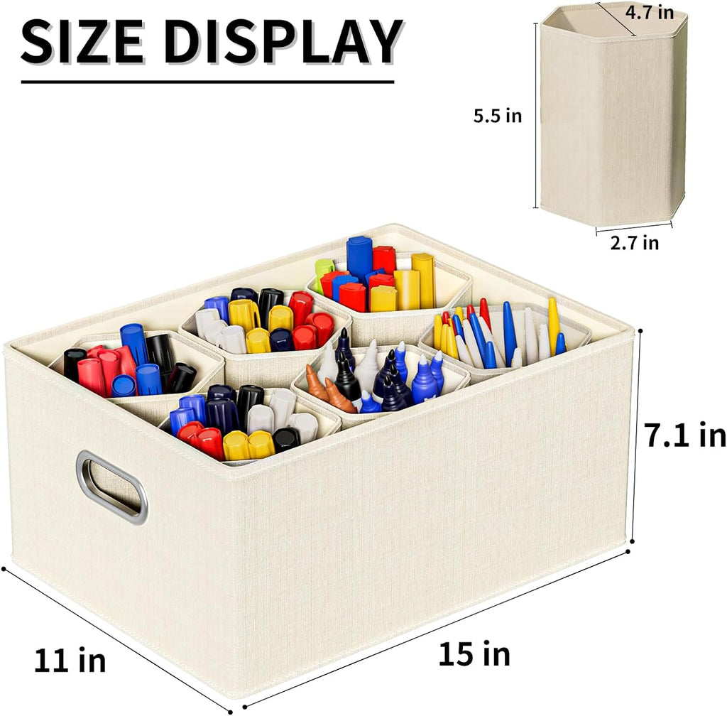 Aokeyee Marker Organizer Storage Box With Lids, Craft Organizers and Storage, Multipurpose Stackable Storage Containers For Organizing Tool, Art Supply, Crayon
