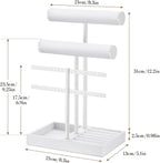 3 Tier Bracelet Holder Display - Detachable T Bar Pure White Velvet Bracelet Holder, Jewelry Holder Organizer for Bracelet, Necklace, Earrings, Rings