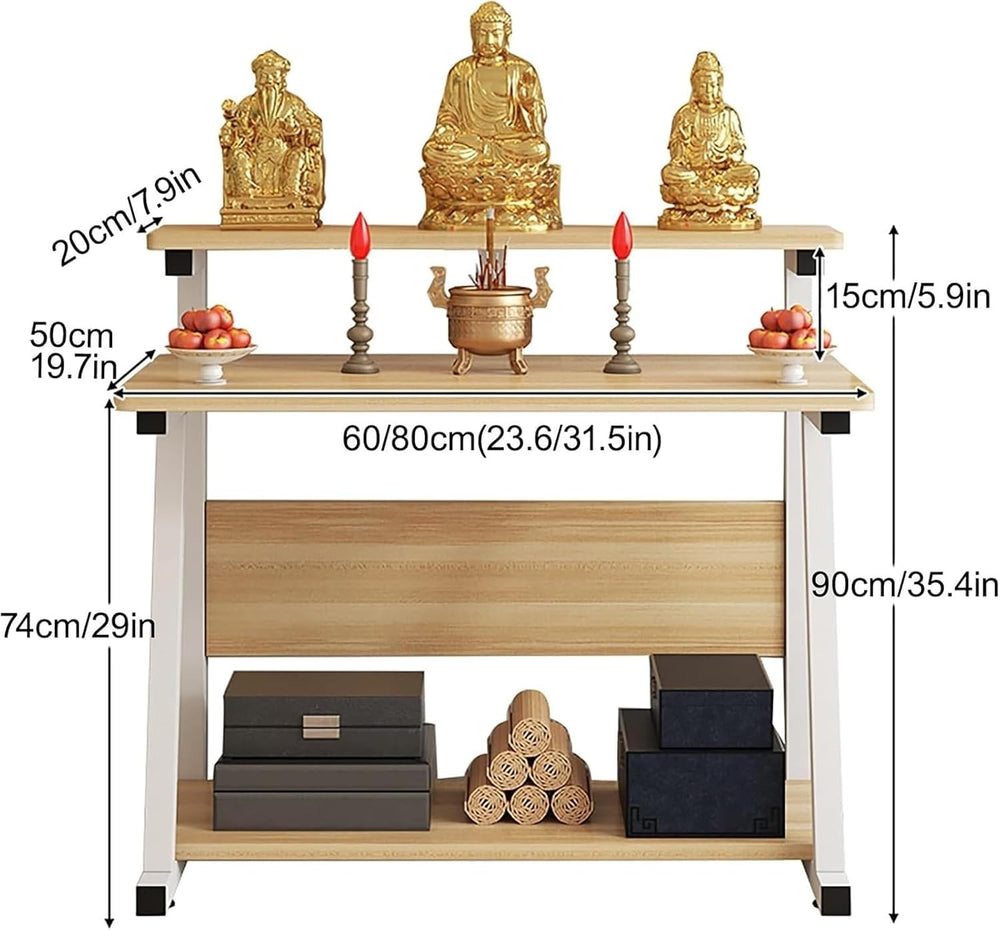 Altar Table， Stand Meditation Prayer Table Altar Cabinet for Homes Temples An...