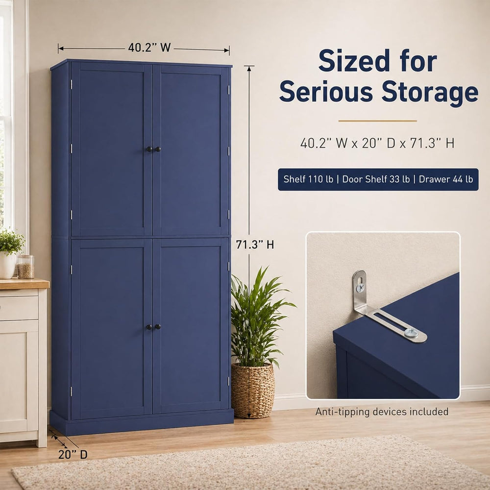 Kitchen Pantry Cabinet, 40.2" W x 20" D x 71.3" H Large Freest...