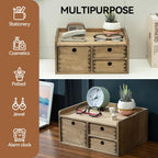 KIRIGEN Desk Organizer with 3 Drawers - Wood Drawer Storage Box with Trays for Tabletop - Workspace Office Toiletries Supplies Tool Caddy - Wooden Storage Cabinet1 Layer Dark Brown（DT1D3C-DBR）