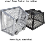 HAHIYO Stackable Paper Clip Mesh Holder Cup 2.2" Height 4 Pack Sturdy Paperclip Holder Container for Desk Drawer Organizer Collection for Home Office School Black Silver Soft Foam Feet No Sharp Edges