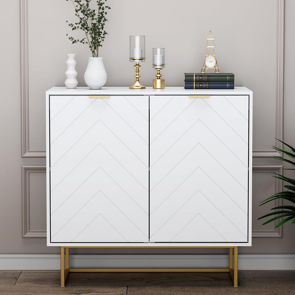 Modern Sideboard Buffet with Storage, Set of 2 Modular Cabinets, White