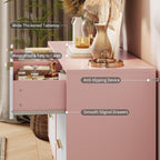 Garvee Fluted Dresser for Bedroom with 6 Drawers,47" Wide Modern Chest of Wooden Bedroom Chest with Metal Handle,Clothes Storage Organizer,Closet Dresser & TV Stand for Living Room,Hallway,6&Pink