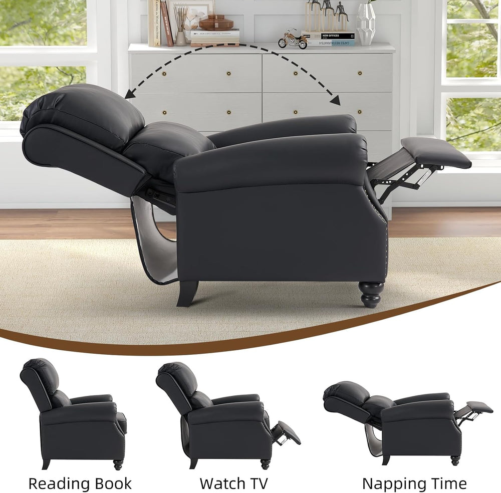 IOMOR Push Back Recliner Chair, Set of 2 PU Leather Lounge Armchair Home Thea...
