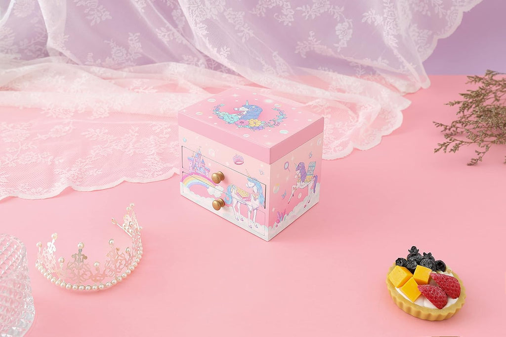 Agitation Unicorn Princess Wooden Musical Jewelry Box - Unicorn Gifts for Girls (A-Pink Unicorn8)