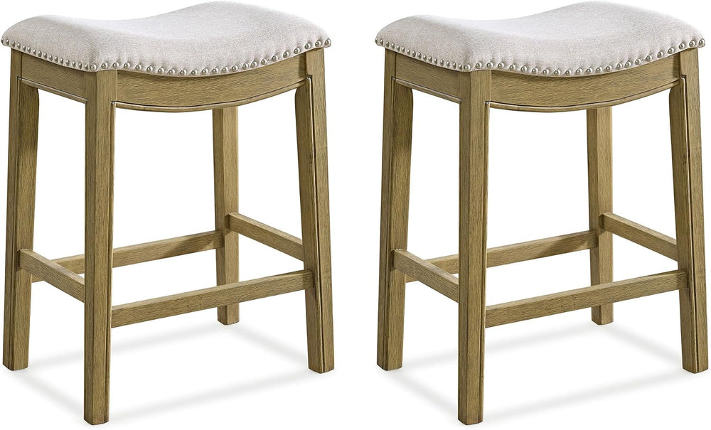 ROME + OAK Set of 2 Parker 26" Counter Stool, Backless Saddle Kitchen Ba...