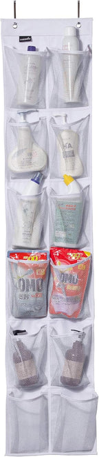 MISSLO Heavy Duty Over The Door Storage with 12 Mesh Pockets (White)