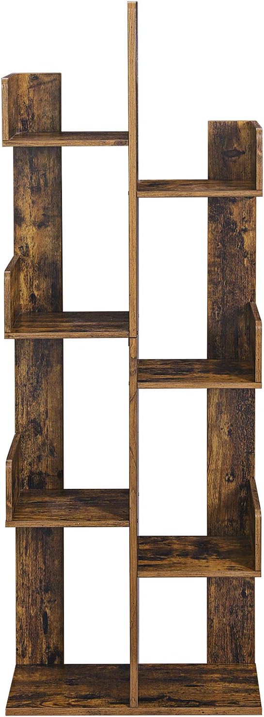 VASAGLE Bookcase, Tree-Shaped Bookshelf with 8 Storage Shelves, Rounded Corne...