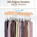 TOPIA HANGER 2 Pack Bra Hanger with 2 Pack Leggings Organizer, 2-in-1 Space Saving Hangers Neatly Store Max 40 Bras and 20 Leggings, Pants Jeans Shorts Skirt Tank Top Hanger for Closet Natural CT77N