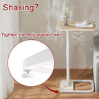 GOYLSER C Shaped End Table for Couch, Height Adjustable Rotatable Couch Tray Tables Sofa Table Tv Trays for Bedroom, Natural Wooden Swivel Side Table for Small Spaces