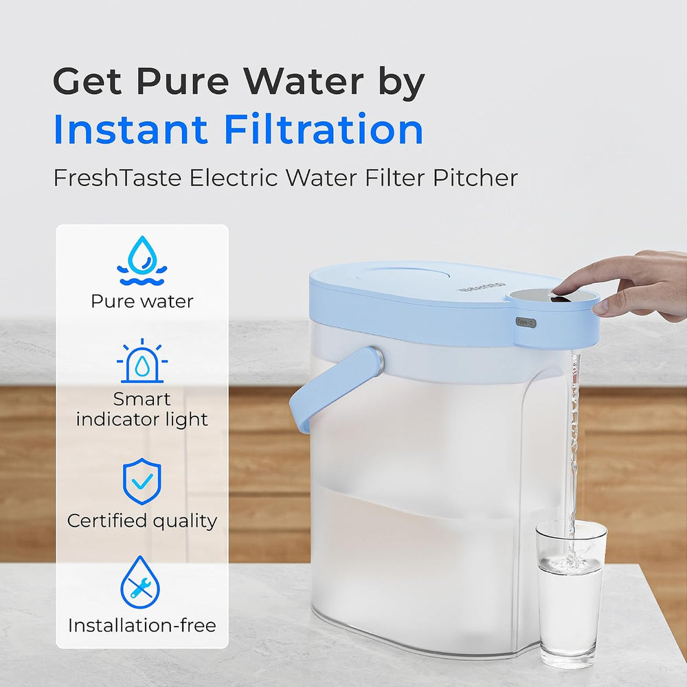 Waterdrop ED06B Electric Water Filter Pitcher, NSF Certified, 17-Cup, Blue