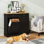 Tilt Out Trash Can Cabinet, Kitchen Island with Storage (Brown) | Large Cabinet & 2 Drawers, Adjustable Shelf, Hidden Garbage Can for Laundry, Kitchen, Bathroom