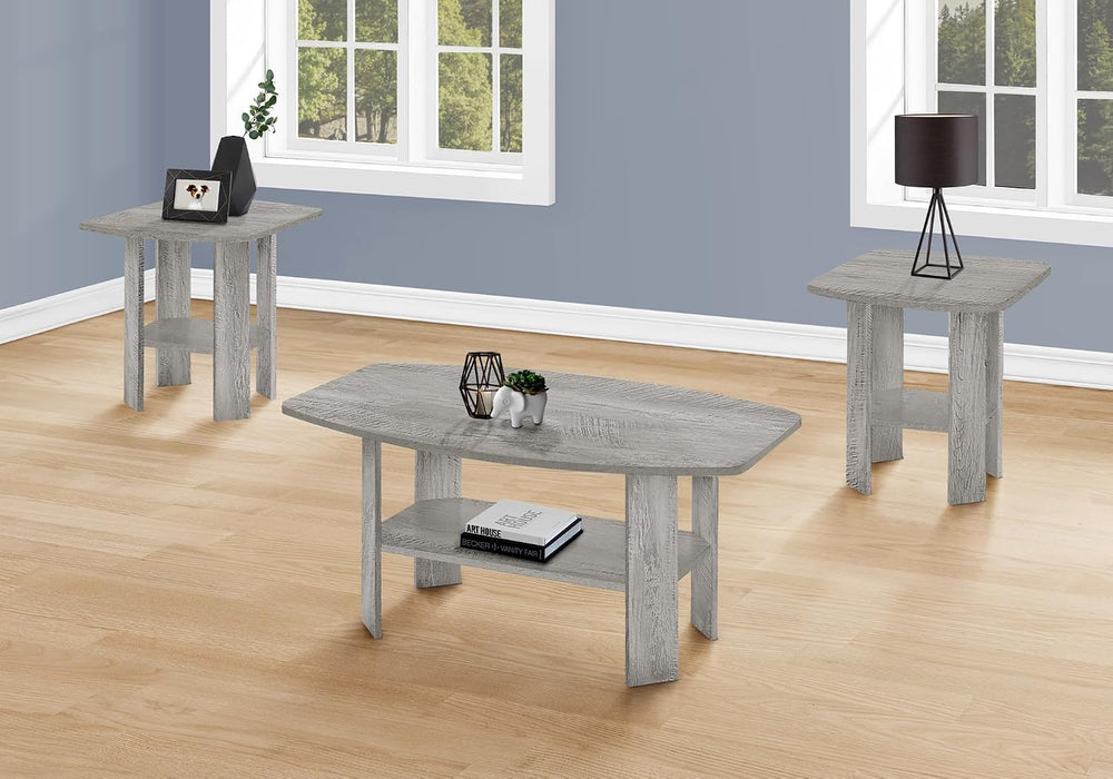 3-Piece Grey Laminate Table Set for Living Room with Particle Board | industr...