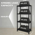Plastic Storage Shelves, 12" D x 24" W x 52.56" H Plastic Shelves for Storage, 4-Tier Shelving Unit, Storage Rack, 264 lbs, Bathroom, Laundry, Garage & Home