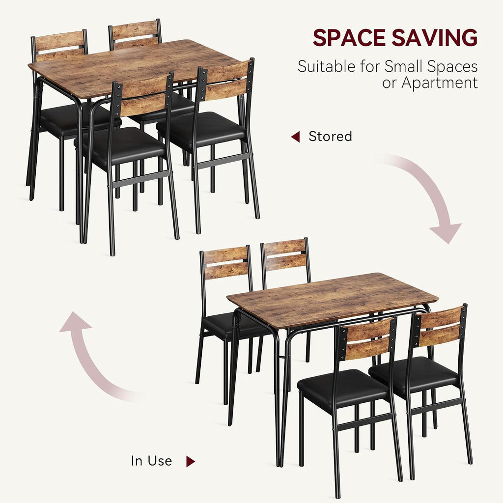 GarveeHome Dining Table for 2, Small Table and Chairs Set of 2, Square Dinette Set for 2, 3 Piece Kitchen & Dining Room Sets for Small Space (Vintage, Table with 4 Upholstered Chairs)