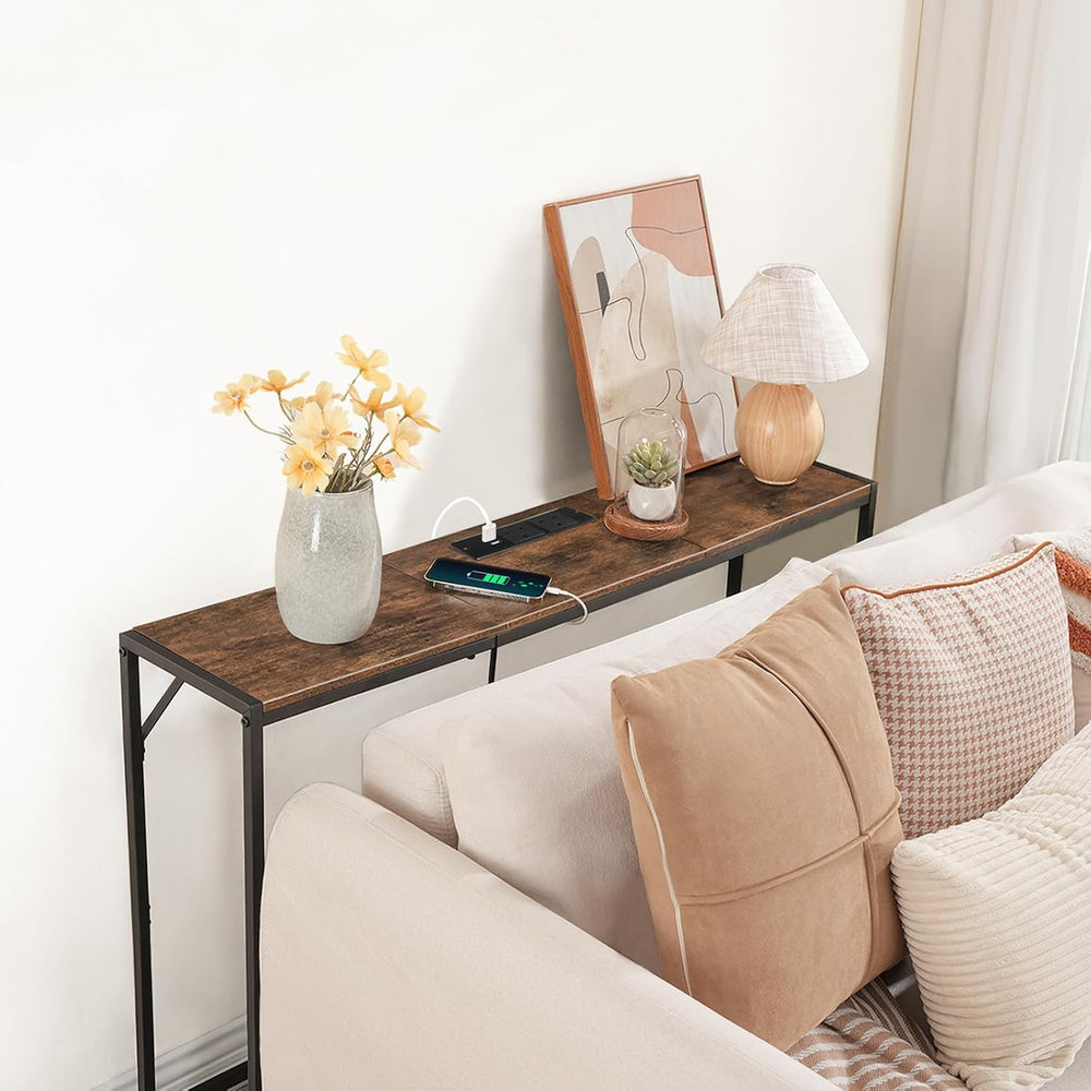 MAHANCRIS Console Table, Narrow Sofa Table, 43.7” Entrance Table with Power S...