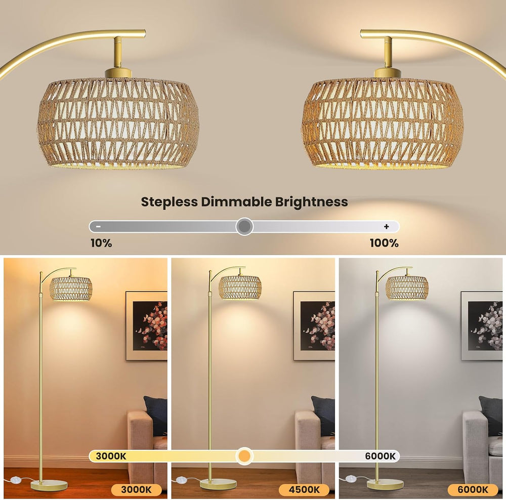 Yusist Arc Floor Lamp for Living Room,Farmhouse Floor Lamps with Remote Contr...