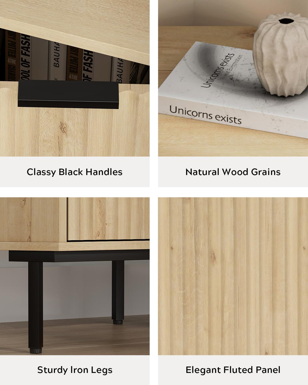 EYYTHUNG Fluted Corner Cabinet, Modern Small Corner Floor Cabinet with 2 Door...