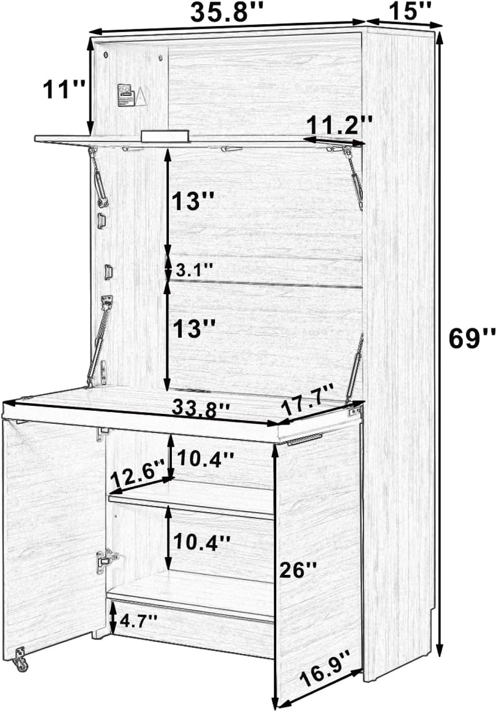 roomfitters 69 Inch Multifunctional Kitchen Pantry Buffet with Foldable Works...
