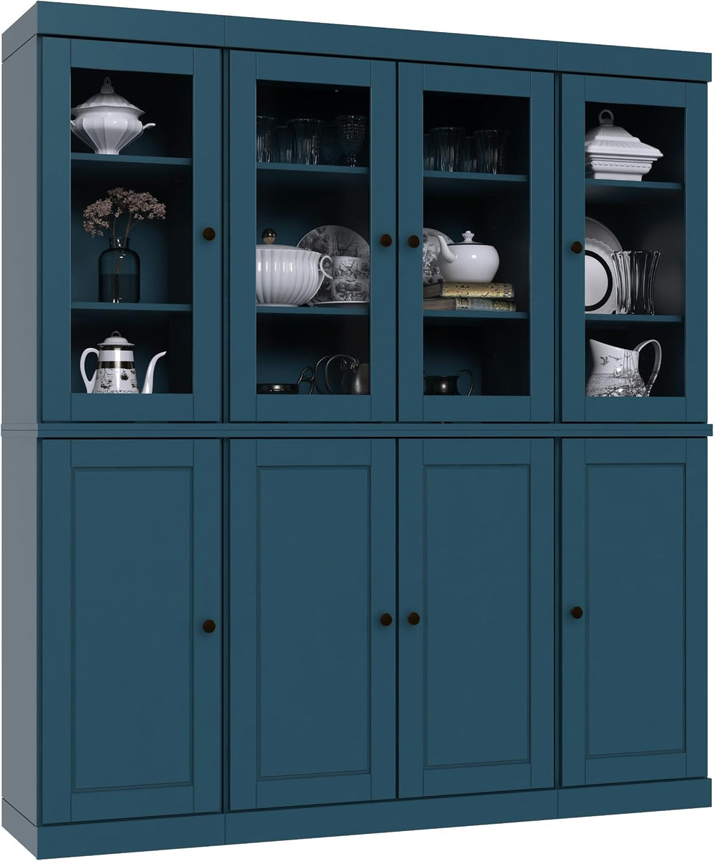 Palace Imports 100% Solid Wood Kitchen Pantry with 2-Drawer Kit, Teal Blue, 6...