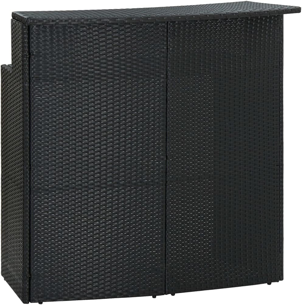 vidaXL Black Patio Bar Table | Modern Design | Weather- | Lightweight & Durable | Poly Rattan Powder-Coated Steel Frame | Dimensions: 47.2"x21.7"x43.3"