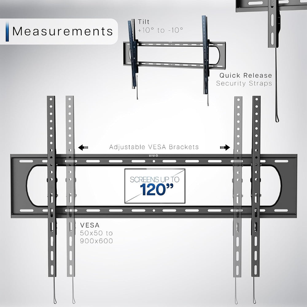 VIVO Black TV Wall Mount with Tilt for 60 to 120 inch Screens, MOUNT-VW120T |...