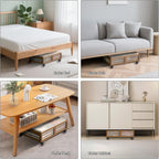 Under Bed Storage Containers with Wheels, Larger Bamboo Wood Under Furniture Storage Containers with Dust Bags，Rolling for Shoes Clothes