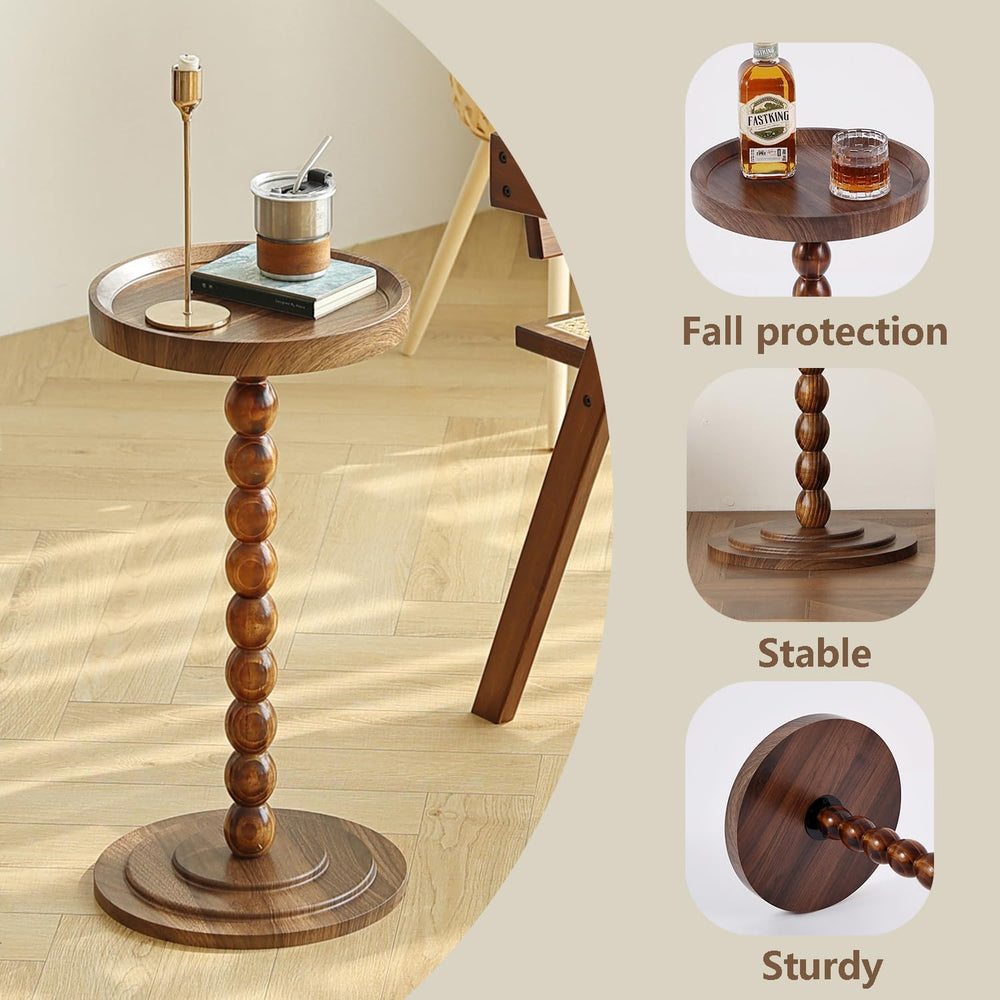 Small Round SideTable, Drink Table Martini Table for Small Spaces, Tall End T...