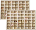 Large Velvet Jewelry Tray 2 Pack Stackable Jewelry Display Drawer Inserts Trays Organizer for Earring Bracelet Necklace Ring (Beige, 48 Grids)