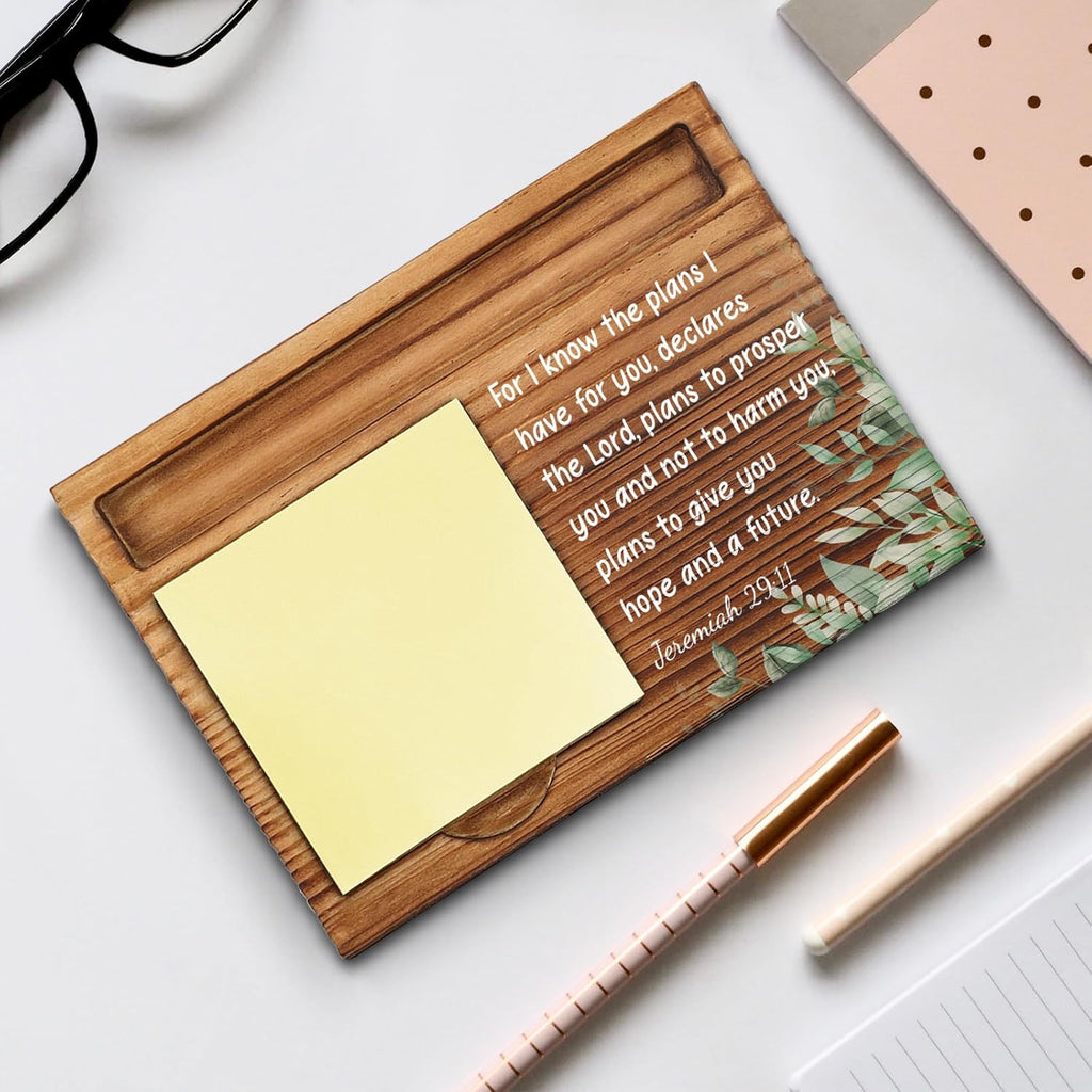 Christian Bible Verse Sticky Note Holder, Religious Note Holder, Jeremiah 29: 11 Christian Encouragement Inspirational Gifts for Women, Men, Coworkers, Friends, Self-Stick Note Pad Holders WPP36