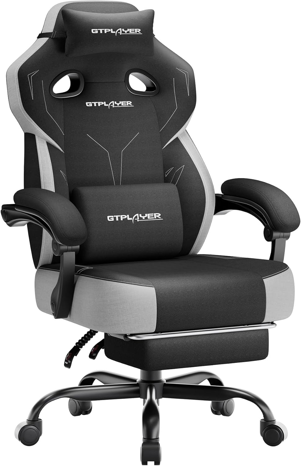 GTPLAYER Big & Tall Gaming Chair, Wide Seat with Footrest, Black | Ergono...