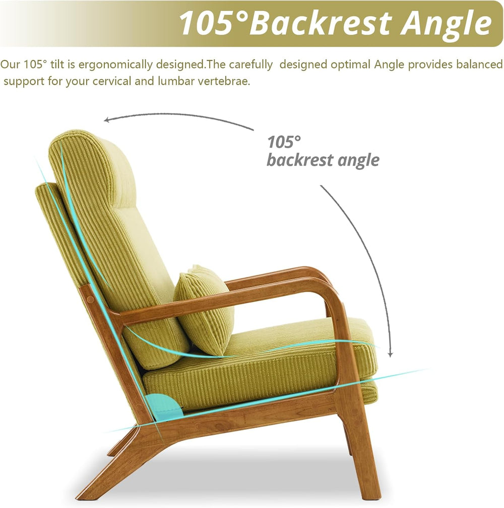 Karl home Accent Chair High Back Mid-Century Modern, Green