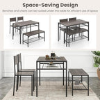 Giantex Dining Table Set for 4, Kitchen Table with Chairs & Bench, Storage Racks, Metal Frame, 4-Piece Space-Saving Dinette Set for Dining Room, Breakfast Nook, Small Space, Apartment, Grey