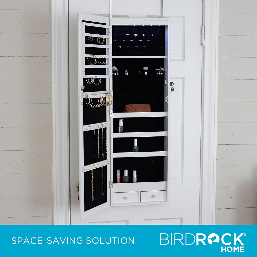 BIRDROCK HOME Hanging Jewelry Organizer - Lockable Storage Cabinet with Body ...