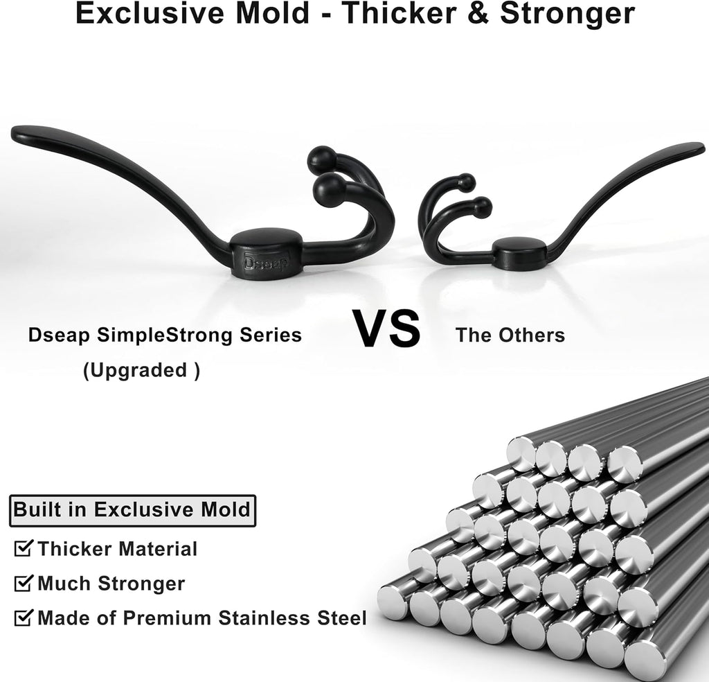 Dseap MaxStrong 2.0 Coat Rack Wall - 37” Long 10 Tri Hooks - Ultra Heavy-Duty Stainless Steel Wall Mount Coat Hanger, Hook Rail for Clothes Hats Jacket Towels Bronze, Pack of 2