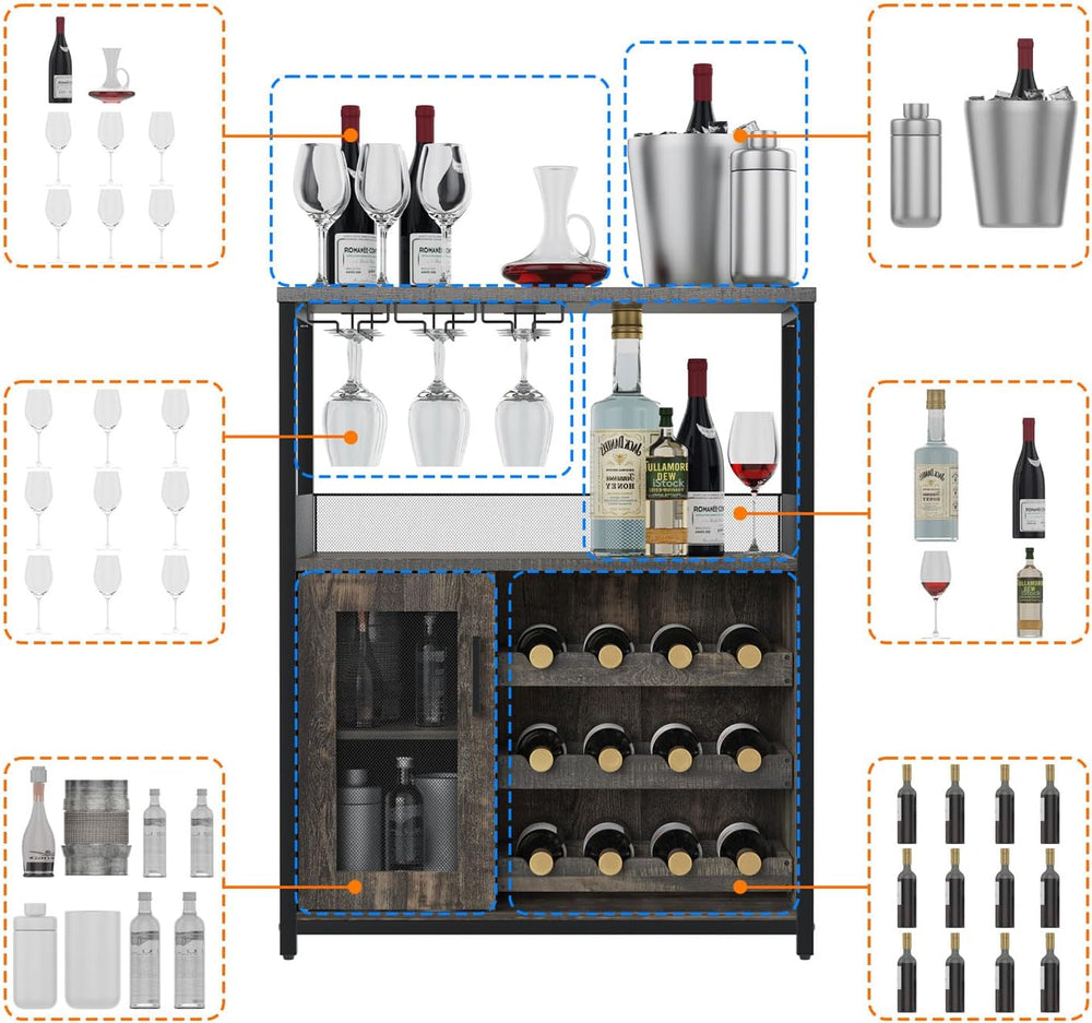 GAOMON Coffee Wine Bar Cabinet with Storage and Detachable Rack