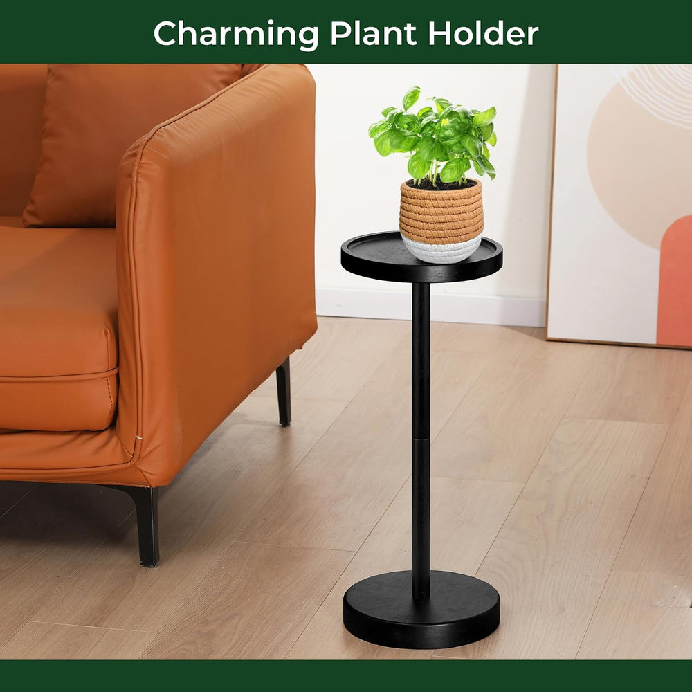 Solid Wood Pedestal Side Table Black Color, Drink Pedestal, End Corner Table ...