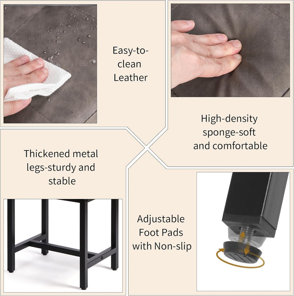 Saddle Seat Vanity Stool, Makeup Stool Chair with Metal Leg, U-Shaped Leather...