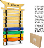 10Belts Taekwondo Belt Display, Rack with Stickers, Martial Arts Belt Display Holder, Karate Belt Jiu Jitsu Belt BJJ Belt Display Hanging Holder for Kids and Adults Gifts