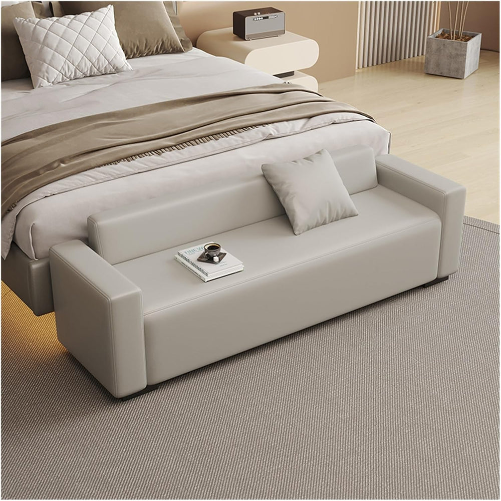 Modern End of Bed Bench for Bedroom, Entryway with Padded Seat & Solid Wo...