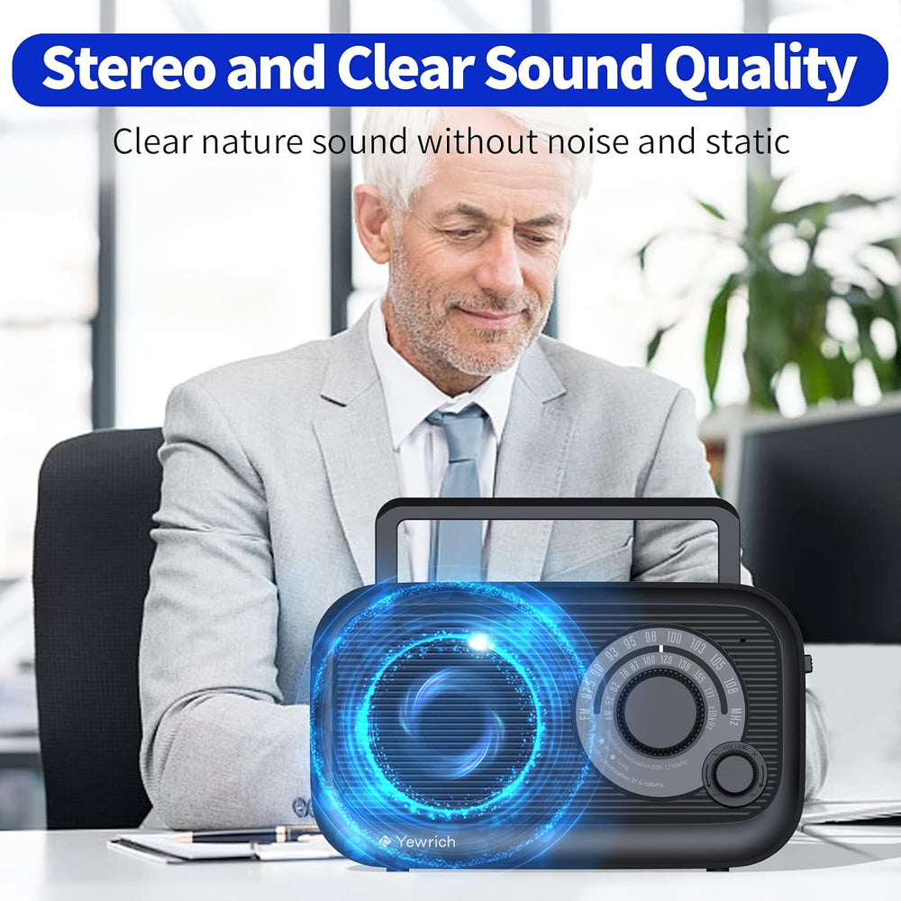 AM FM Radio with Bluetooth AC/DC Power with 3.5mm Headphone Jack
