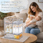Baby Bottle Organizer with Hooks - 5 Pack Stackable Storage Drawer | Baby Bottle Organizers and Storage, Clear Acrylic Multipurpose Bottle Storage for Countertop