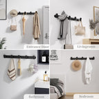 Coat Rack Wall Mount Black, 5 Hooks Rack Metal Coat Hanger Wall for Hanging Hat Purse and Robes, Towel Hook for Bathrooms and Entryway (1 Pack)