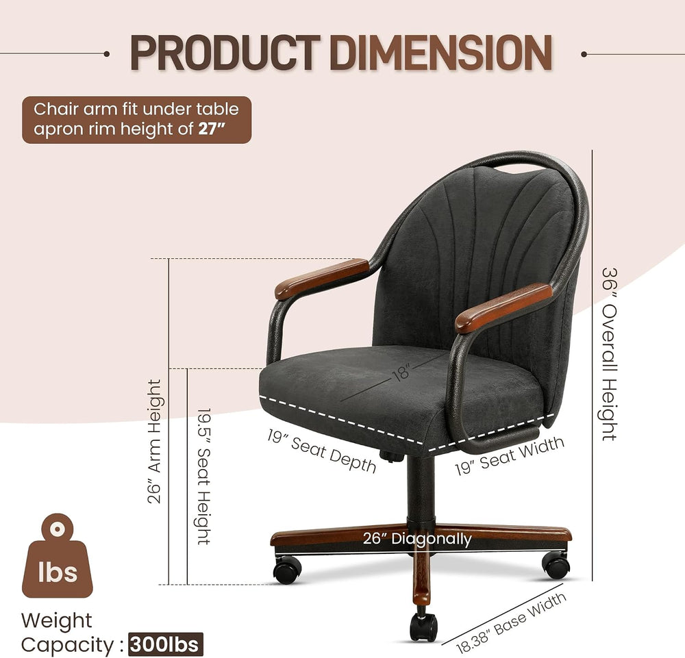 Chromcraft Oakstone Fog Swivel Dining Chairs with Casters, Set of 1 – Luxury ...