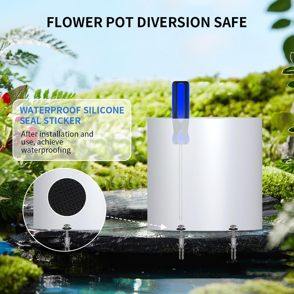Sdstone Fireresistant Waterproof Flower Pot Diversion Safe with Key Lock,Stainless Steel Secret Hidden Safe,Perfect for Hiding The Valuables Inside Flower Pot False Bottom(White)